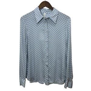 Tensione In Diamond Check Geometric Shirt Women’s Size Medium Long Sleeve Blue